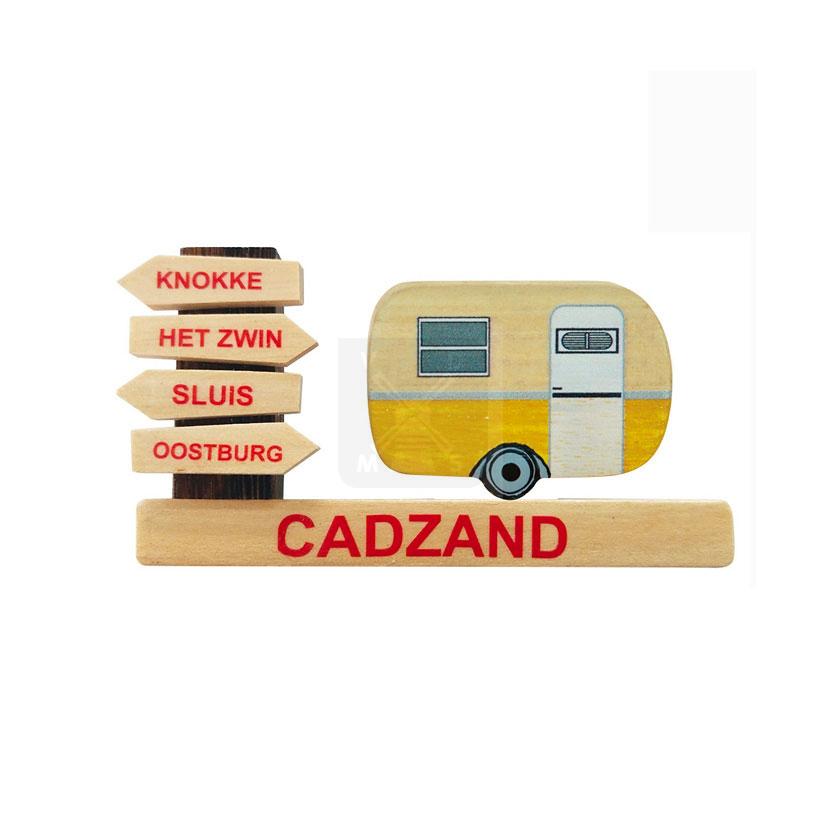 Magneet Hout Caravan Cadzand Van Der Meulen Souvenirs En Kaarten