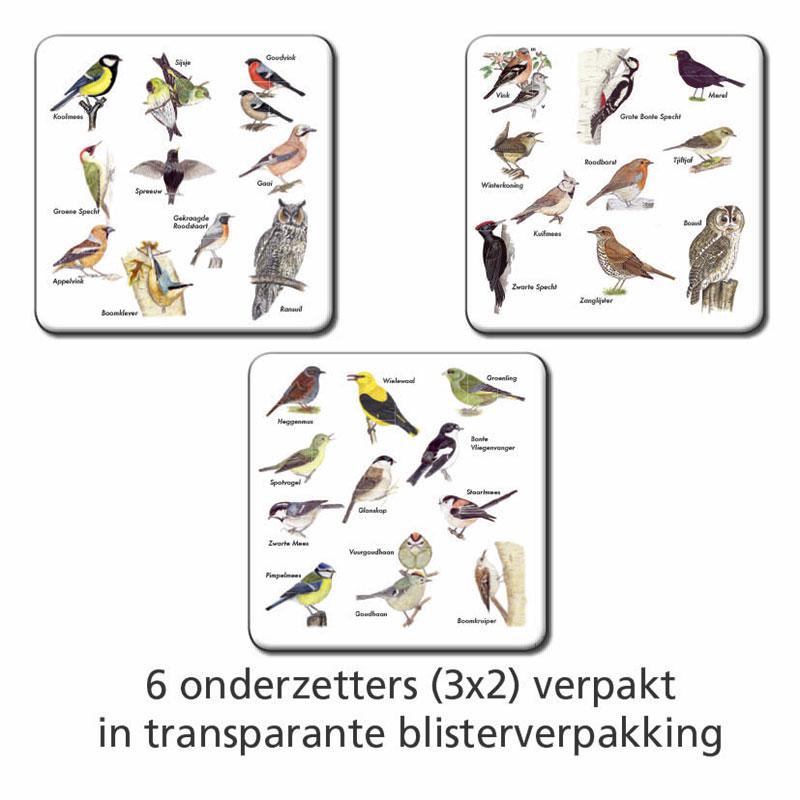 Set 6 Onderzetters Bosvogels - Van der Meulen Souvenirs en kaarten