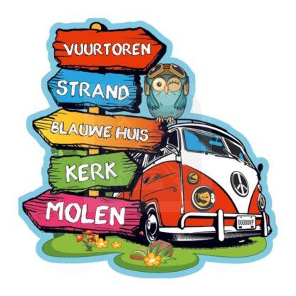 Magneet hout VW busje Ouddorp